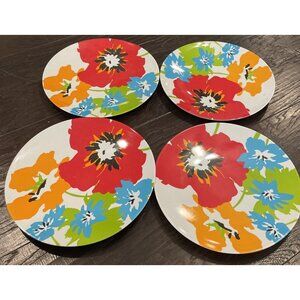 Mainstays Colorful Floral Tropical Melamine Dinner Plates Plate Set Of 4 Beach